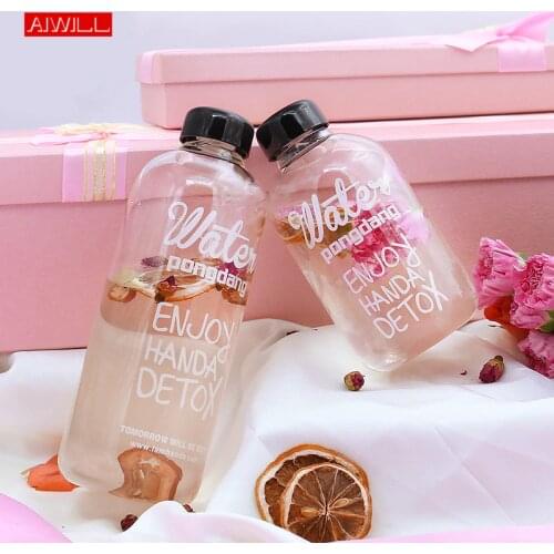 AIWILL 1000ml 600ml Glass Water Bottles Girl Students sports Bottles Creative Juice Bottle Kettle with Bag