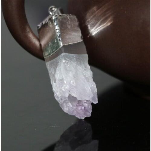 11*36mm irregular pendant natural purple crystal chalcedony stone for women diy long necklace elegant jewelry accessories B3032