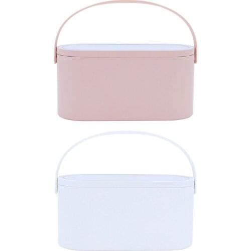 Free Ship Travel Portable Makeup Storage Box with LED Lighted Folding Mirror USB Recahargeable Cosmetic Case Jewelry Organizer