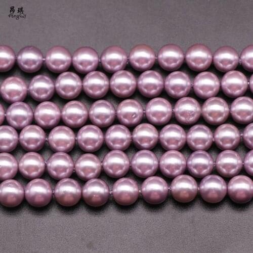 Natural Purple Shell Pearl Round Loose Beads 6 8 10 12mm Pick Size Spacer Beads For Jewelry Making DIY Bracelet Accessories 15