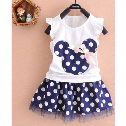 Citgeett 2Pcs Girls Baby Kids Mouse Top Shirt Tutu Skirt Summer Outfits Clothes Polka Dot Clothes Cartoon 0-4Y SS