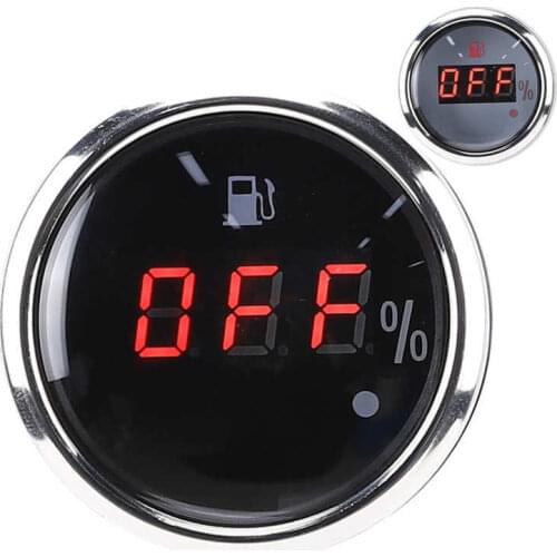 Fuel Level Meter 2in Fuel Level Gauge LED Digital Display Smart Red Light Alarm for Marine Boat Car Multi‑Function Boat Meter