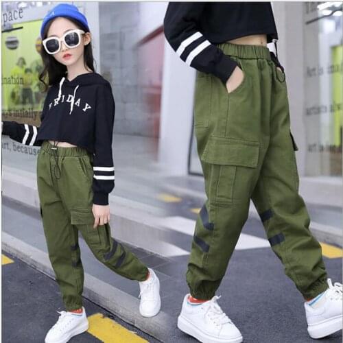 Children Cargo Pants 2020 Kids Girl Pant Spring Autumn Fashion Casual Trousers Girls Loose Pants Children Clothing