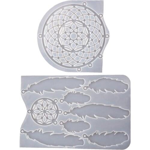 Q39C Dream Catcher Resin Mold Epoxy Dream Catcher Keychain Mold Silicone Keychain Pendant Mold Feather Mold for Diy Crafts