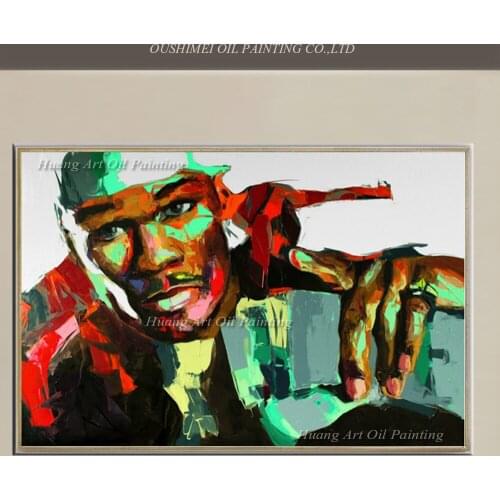 French Painter Nielly Francoise Handmade Painting on Canvas Abstract Portrait Sportsman Face Oil Painting Wall Decor Paintings