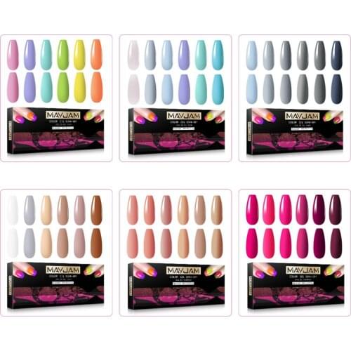 8ml Gel Nail Polish Lot 6pcs Soak Off UV LED Semi Permanent Nails Gel Kit Shining Glitter Primer Gel Varnishes Set for Nails Art