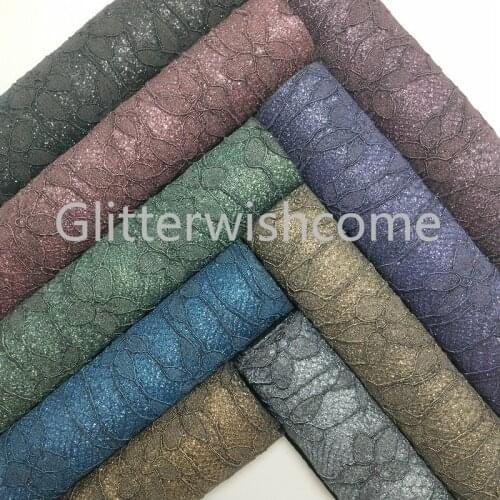 Glitterwishcome 21X29CM A4 Size Lace Glitter Fabric, Glitter Leather, Faux Leather fabric Vinyl for Bows, GM508A