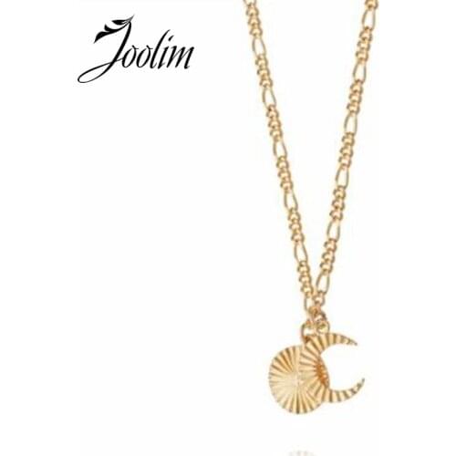 JOOLIM High End Gold Finish Sun Moon Pendant Necklace Trendy Jewelry Wholesale