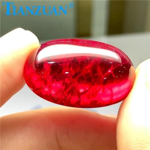 20*30mm red color oval shape cabochon lab created ruby stone with inclusions loose stone