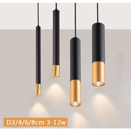 L 40-100cm Led Pendant Lamps Table Hanging Light Fixtures Deco Rope Bardesk Cylinder Long Vertical Barrel Droplight Lampshade