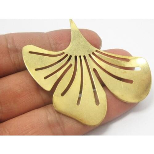 10pcs Brass pendant 53x52mm Raw brass ginkgo leaf findings R560