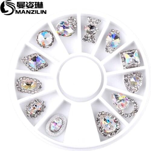 Mann pose her nail wheel nail accessories wholesale jewelry alloy profiled white AB 12 nail art decorations