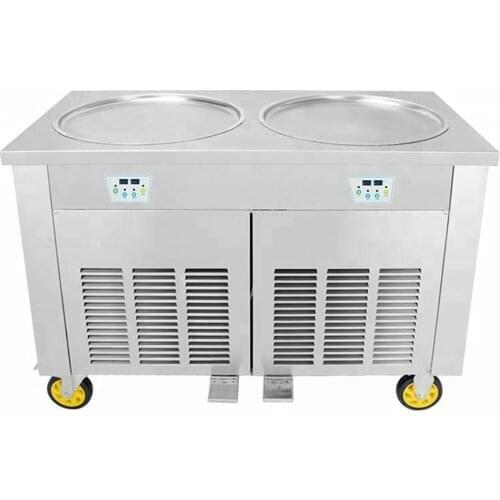 Fried Ice Cream Machine Hot Selling Commercial Stainless Steel Double Pan Fry Ice Cream Roll Machine