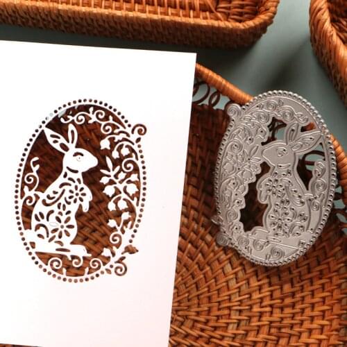 DUOFEN METAL CUTTING DIES Easter rabbit ellipse frame border stencil DIY Scrapbook Paper Album 2021 new
