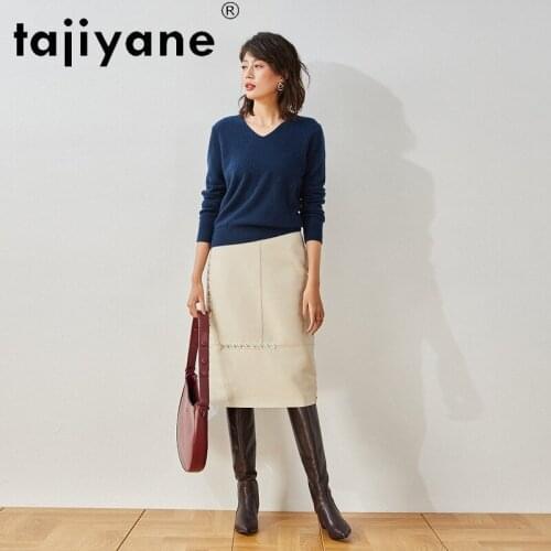 Fashion Waist High Skirt Women 100% Sheepskin Leather Skirt Elegant Midi Skirts Womens 2021 Jupe Femme Pph4724