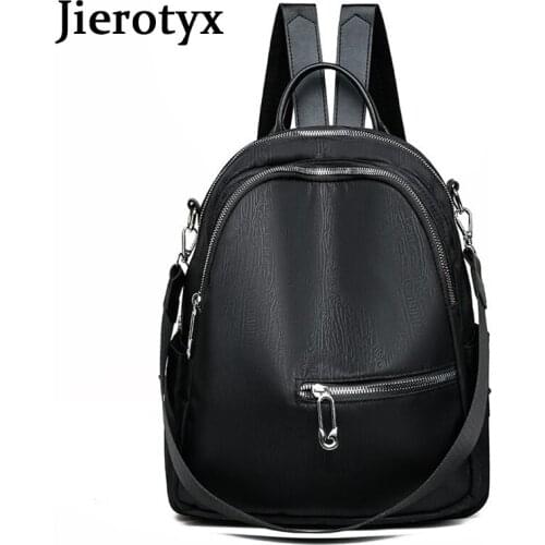 JIEROTYX Chic Trendy Backpack For Women 2020 Leather Schoolbags Retro Female Bag High Quality Travel Zipper Backpack Sac Dos