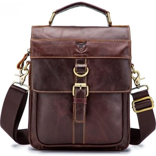 First layer cowhide mens casual one-shoulder messenger bag tablet phone leather business retro portable briefcase