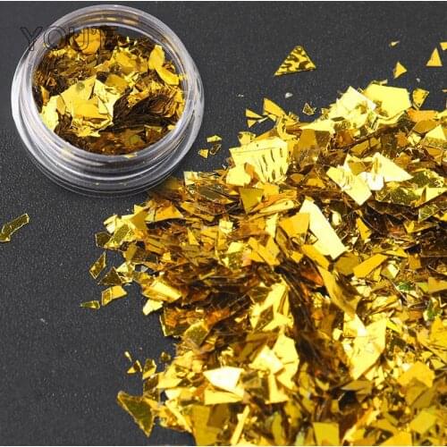 Gold Silver Nail Art Foil Sticker Adhesive Transfer Paillette Flake Cover Laser Sticker Decal Decor Decoration Manicure Charms