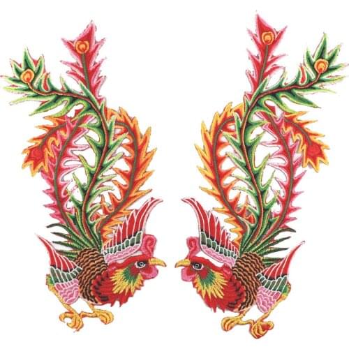 2PCS/a pairClothing Hanfu accessories Phoenix embroidery lace cock cloth patch cheongsam hot melt flower