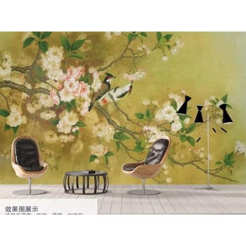 Custom wallpaper 3d mural hand painting flowers and birds fashion interior background decoration 3d wallpaper TV background wall