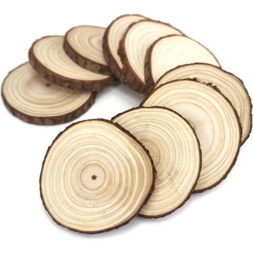 Natural Wood Slices Wooden Pieces for Crafts Ornaments Predrilled Round Discs Ornaments Tree Bark Wooden Circles DIY Crafts