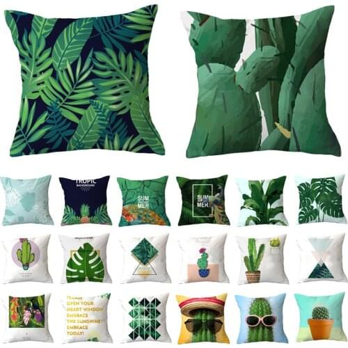 Tropical Plant Nordic Summer Cushion Cover Outdoor Green Pillow Personalized Pillow Cover 45*45 Bohemian Funny Photo Custom