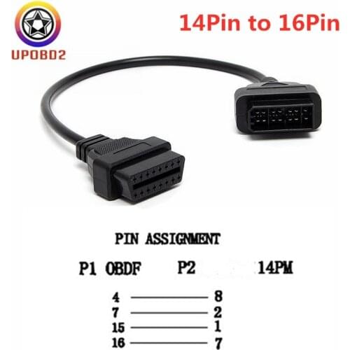 OBD2 Connector For Nissan 14Pin to OBD2 16Pin Female Adapter Car Diagnostic Connector OBD 2 OBDII 14 Pin to 16 Pin Converter