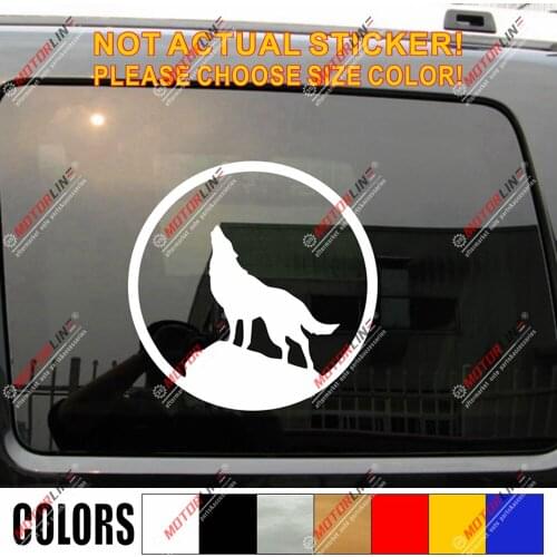 Howling Wolf Decal Sticker Car Vinyl pick size color no bkgrd die cut round