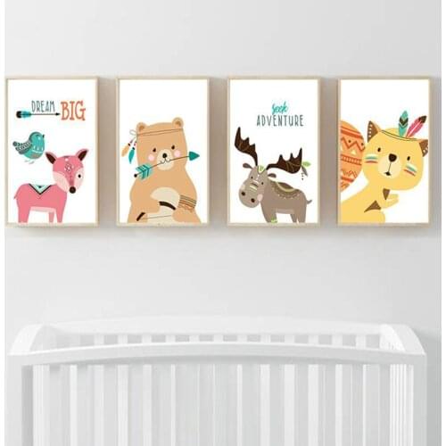 Tribal Animals Style Animal Poster Decoration Canvas Painting Children Room Bedroom Wall Art Hanging Painting Animal Print