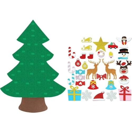 DIY Christmas Tree Felt Cloth Carpet Puzzle Ornament Christmas Handmade Childrens Kids Gift For Home Decoration