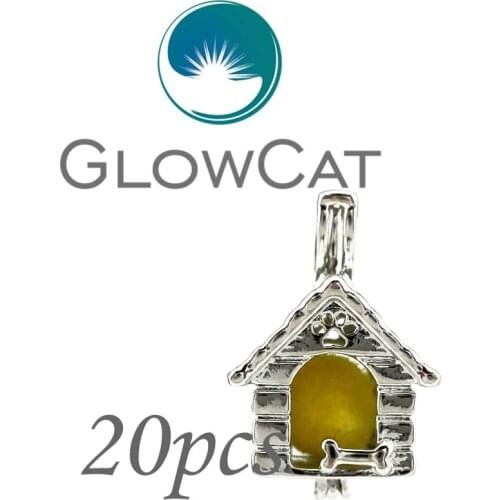 20x KK645 Silver Pet House Dog Paw Beads Cage Essential Oil Diffuser Aromatherapy Pearl Cage Locket Pendant Jewelry Making