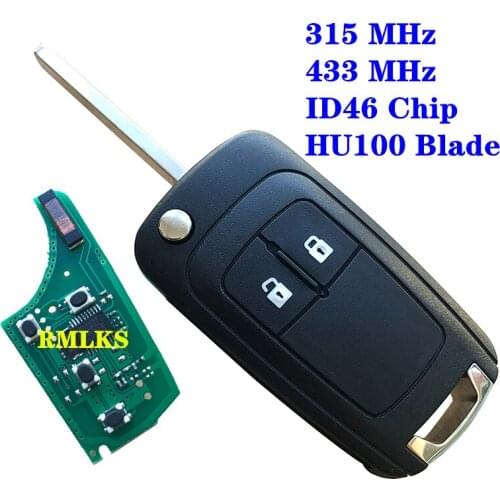 2 Buttons Flip Folding Remote Car Key For Chevrolet Cruze Malibu Aveo Spark Sail orlando Key315MHz 433MHz ID46 Chip HU100 Blade