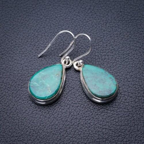 StarGems Natural Turquoise Handmade 925 Sterling Silver Earrings 1.25" E0533