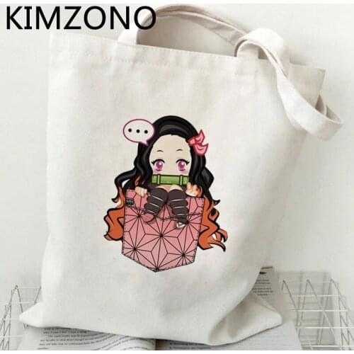 Demon Slayer Kimetsu No Yaibanezuko shopping bag canvas bolso eco cotton jute bag bag sacola cloth sac tissu