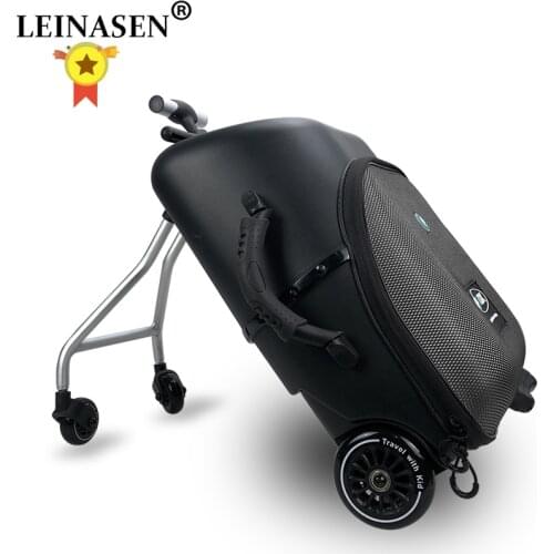 Lazy rolling luggage baby car cabin travel suitcase trolley case on wheels for kids sit on luggage carry-ons labor-saving box