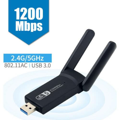 USB3.0 Wifi Card RTL8812AC 1200Mbps 802.11ac Dongle With Antenna For Laptop PC