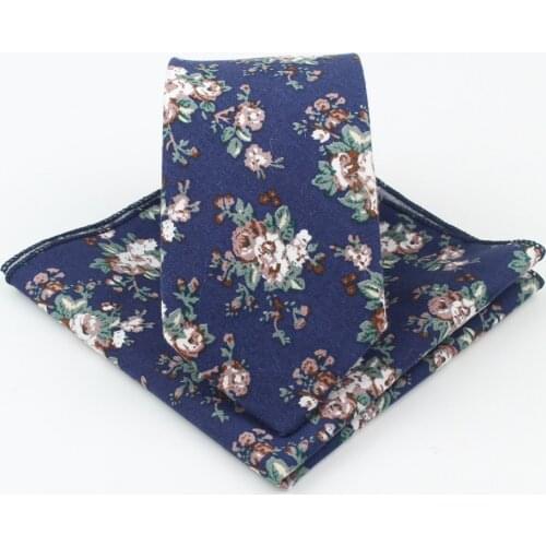 Rose Narrow Tie Handkerchief Set 100% Cotton Textile Ties Pocket Square Printing Floral Flower Paisley Necktie Skinny Tie