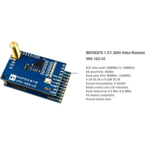 Matek System MATEKSYS VRX-1G3-V2 1.2Ghz 1.2g 9CH Wide band FPV Video Receiver for RC Drone Goggles Monitor Long range