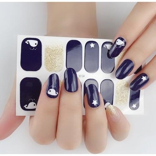 Waterproof 3D DIY Nail Polish Sticker Scallion Powder Bronzing Nail Film Waterproof Nail Patch Eco-friendly Nail Decals Sticker