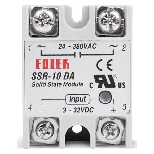 High Quality Solid State Module Relay SSR 10DA Single Phase 3-32V 12V DC To 24-380V 220V AC For Temperature Controller