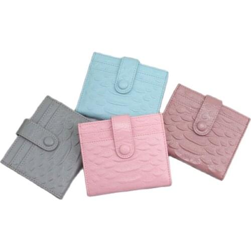 2019 AW Candy color Snake pattern Cow Leather small card holders Snap button ID card Credit card holders women card wallet