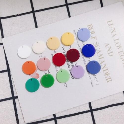 DIY Jewelry Findings Wholesale 100pcs 15*2mm Solid Colors Round Resin Charms Fashion Earring Necklace Pendants Garments