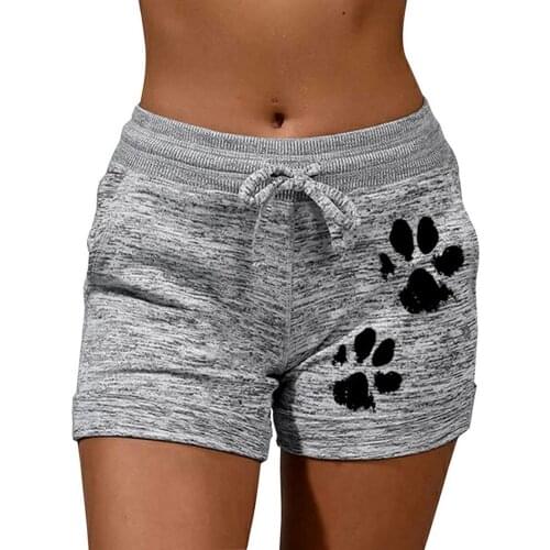 Women Shorts High Waist Cats Claw Print Drawstring Quick Dry Elastic Sports Short Yoga Womens Clothing Female Short Pants S-5XL