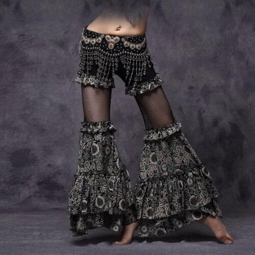Women Sta Tribal Vintage Pants Dance High Waist Flare Trousers Yoga Pants Womens Belly Dance Pants
