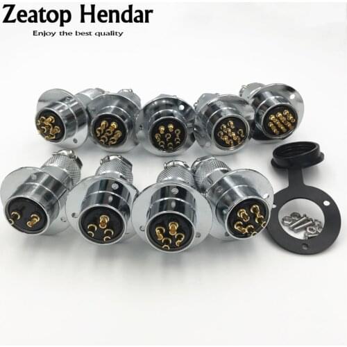 1Set GX25 25mm XLR 2 3 4 5 6 7 8 9 10 Pin Female Male Disc Flange Panel Mount Socket with Dustproof Cover Aviation Connector