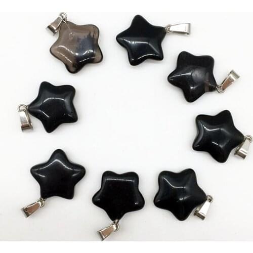 1pcs Black natural stone quartz crystal pentagram star necklace pendant for Jewelry