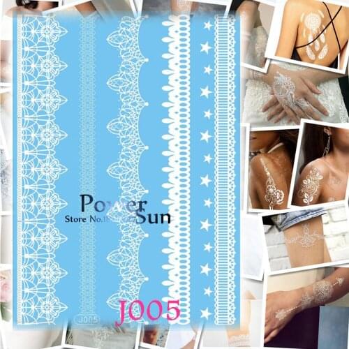 1PC White Ink Bracelet Design Waterproof Arm Leg Tattoo Women Wedding Body Art Temporary Tattoo Sticker Henna Lace Jewel Tatoos