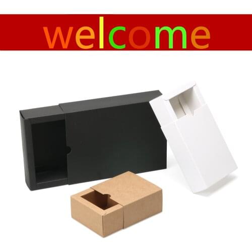 10PCS/lot brown black White kraft cardboard packaging box packaging gift box black black paper drawer gift boxes cardboard boxes