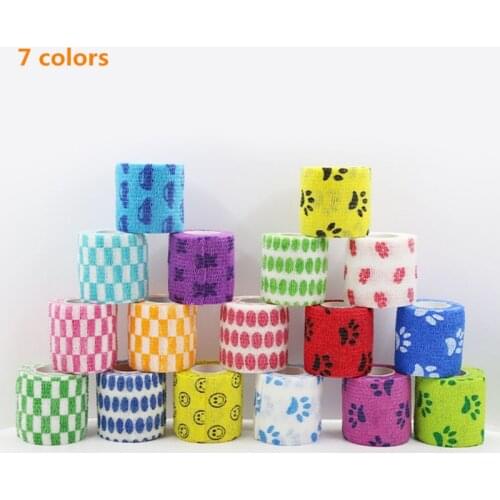 5cmx4.5m Self Adhesive Wrap Bandage Tape Pet Flexible Cartoon Printed First Aid Accesories