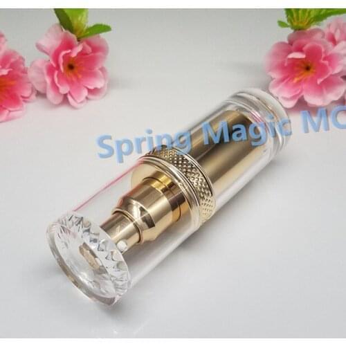 50PCS 50ml Gold Acrylic emusion bottle with press pump Plastic sprayer Bottle empty cosmetic container Refillable bottle